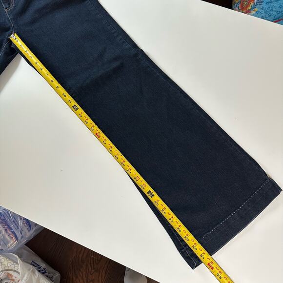 3/$20 Christopher & Banks Women's 10 Dark Wash High Rise Flare Leg Jeans Boho - Picture 10 of 10